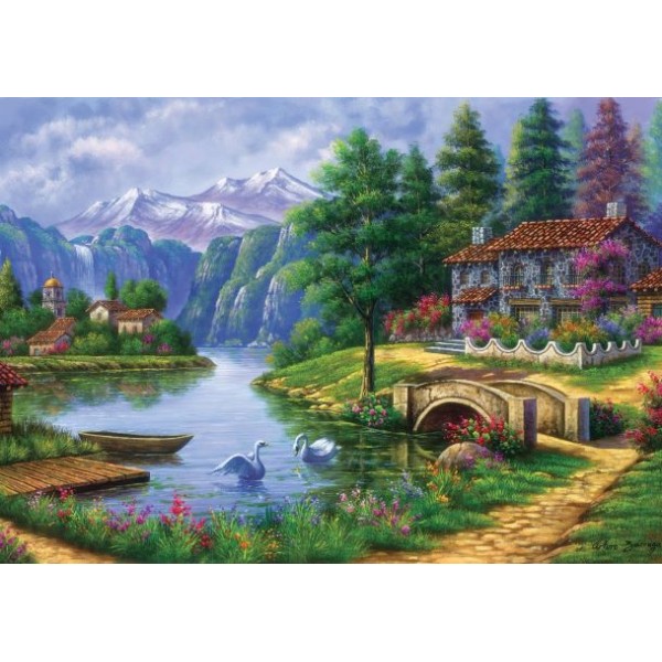 Chatka nad jeziorem w górach (1500el.) - Sklep Art Puzzle